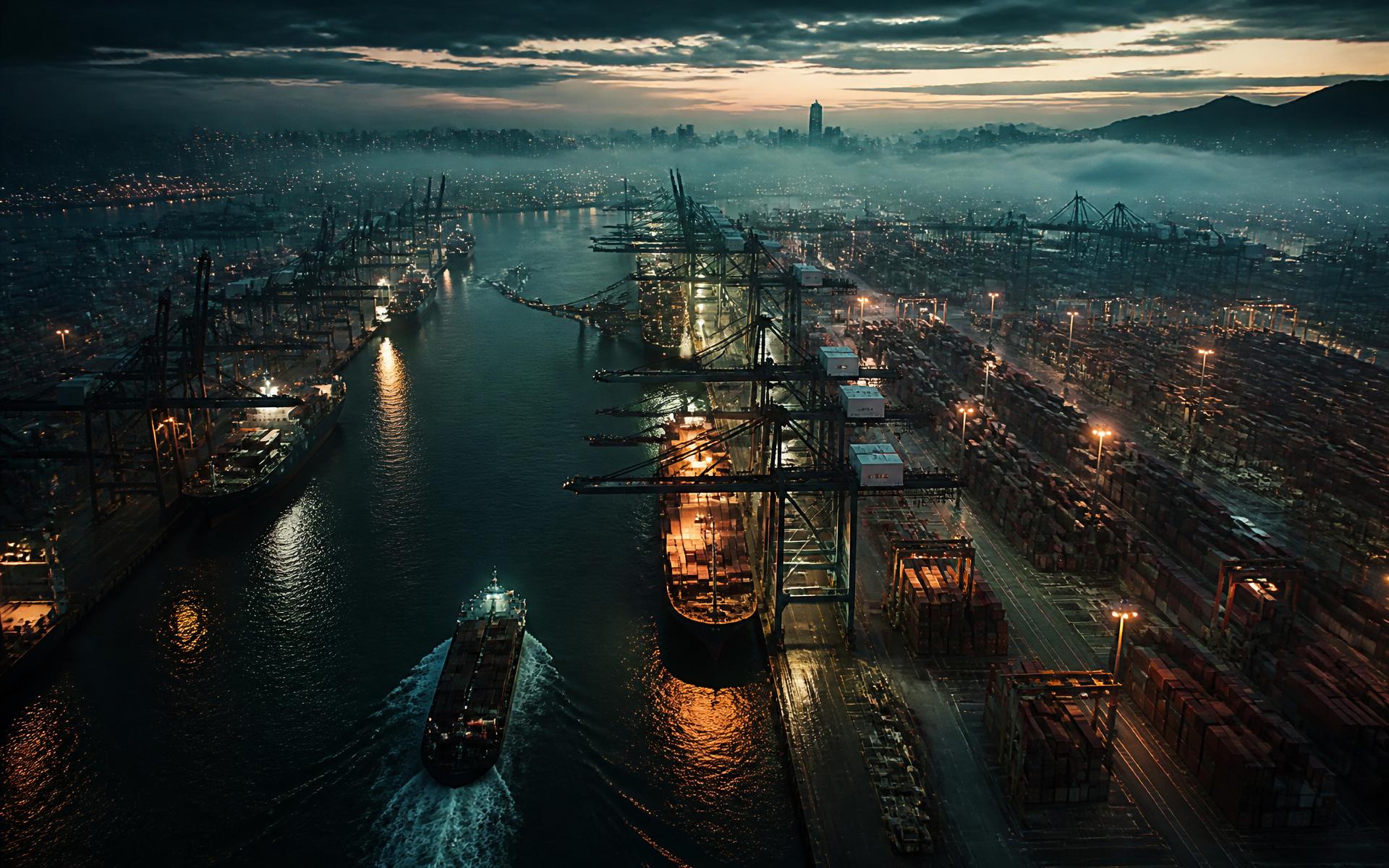Vista aérea de operação industrial